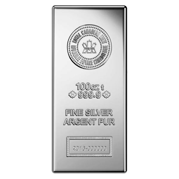 100 oz Royal Canadian Mint Silver Bar